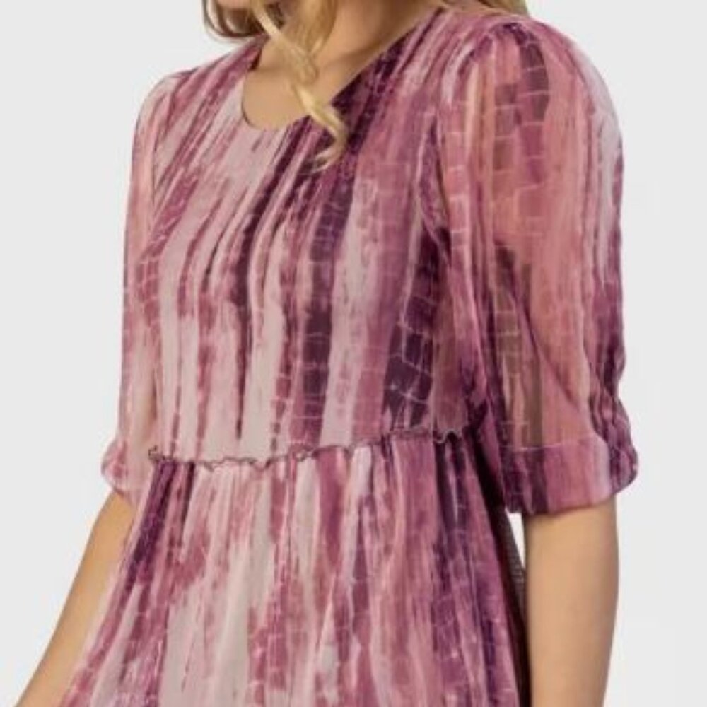 SPEECHLESS Mauve/Berry Tie Die Day Blue Mini Dress Size Jr. Misses Small NWT